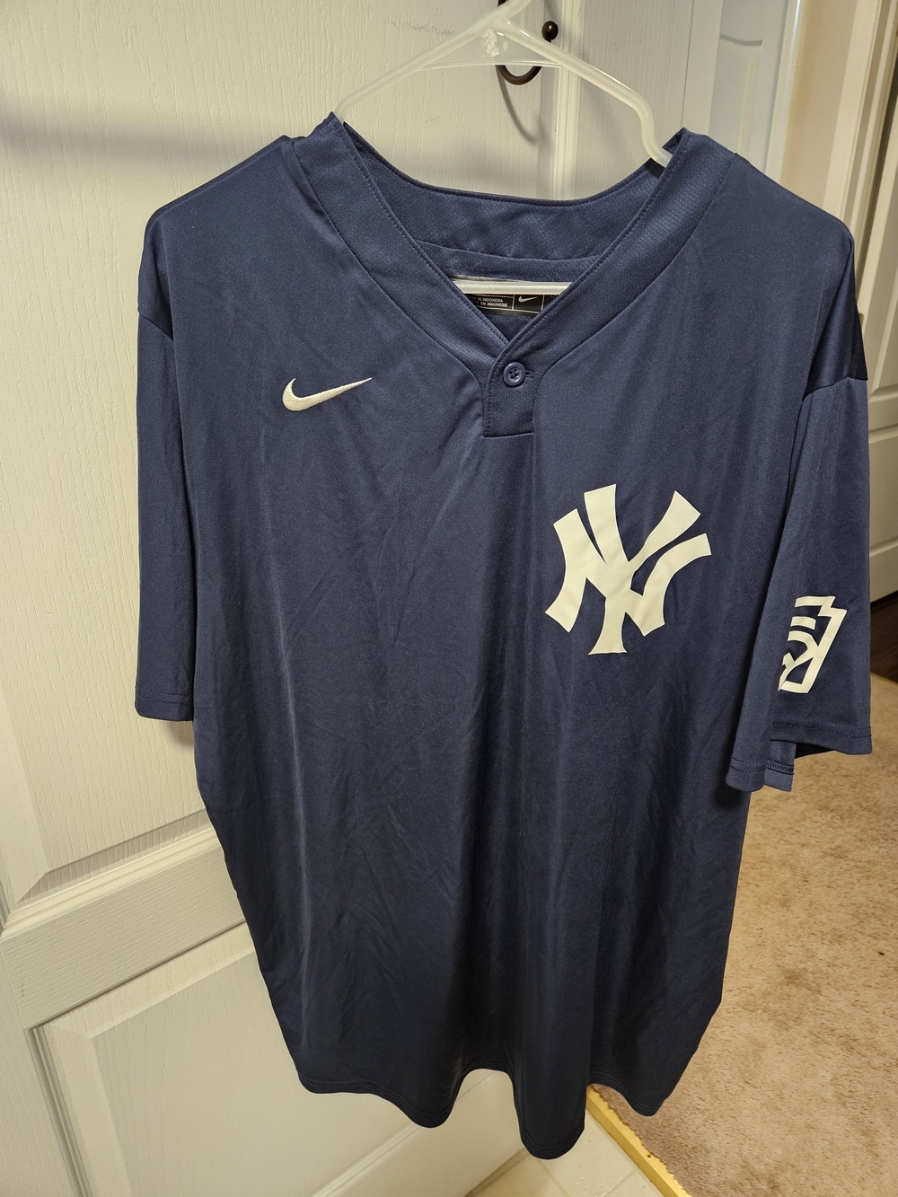 Nike Navy & White New York Yankees Little League Baseball Shirt